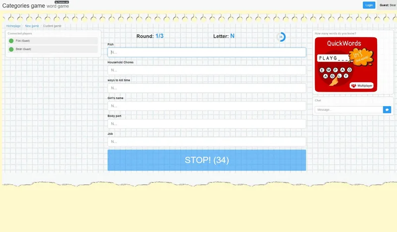 Categories game